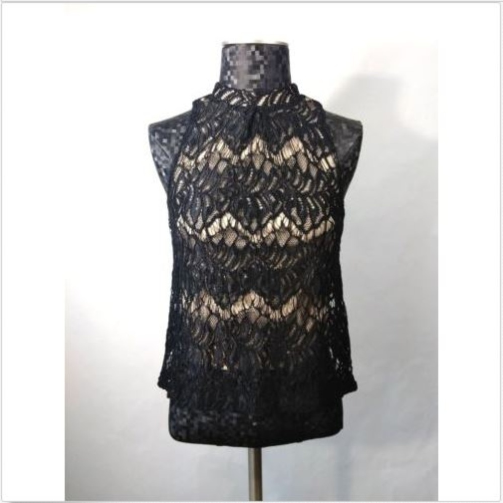 Love Fire Top Lace Black Blouse Lined Size Small s